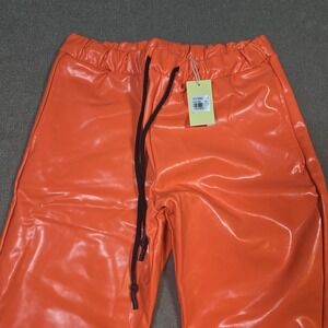 MNML Coated Skinny Flared Sweatpants M2023-W972-ORN Medium M NWT